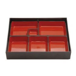 Bento box, 26x26cm. Color "Negro-rojo"