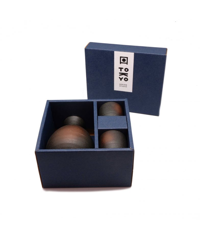 Estilo japonés artesanía Negro AHAI YU Set de Sake de 5 Piezas Ideal para Sake japonés cerámica 