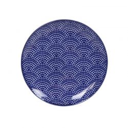 Plato Redondo 16cm Porcelana "Abanico Azul"