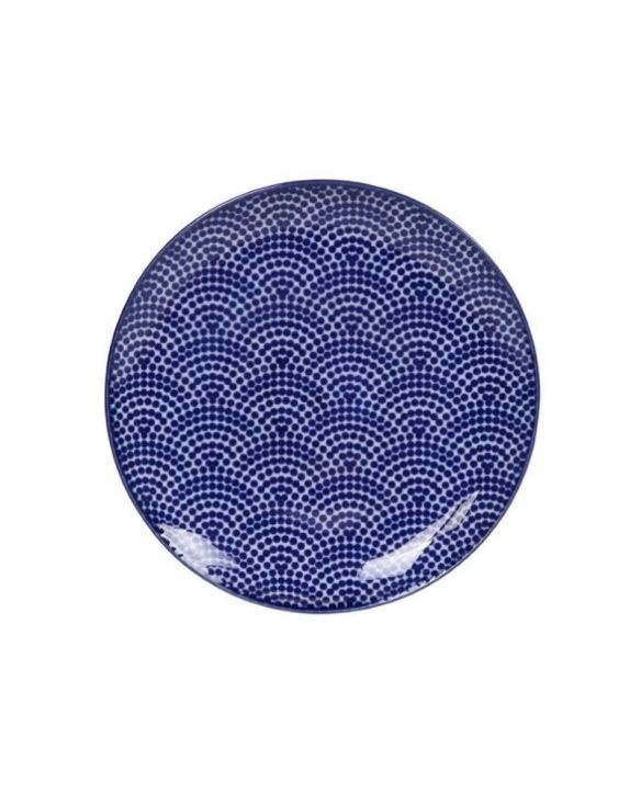 Plato Redondo 16cm Porcelana "Abanico Azul"