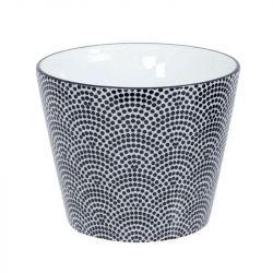 Taza Té 8,5x6,8CM Porcelana "abanico negro"