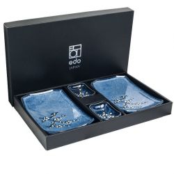 SET 2 platos, 2 salseras "Soshun azul"