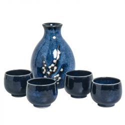 SET SAKE PORCELANA "soshun azul" 5 piezas