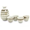 Set Sake Porcelana "Beige-Marrón" 5 piezas