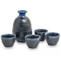 Set Sake Porcelana "Grafito-Azul" 5 piezas