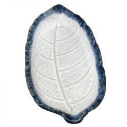 Plato Hoja 28,5x12cm Porcelana "Blanco-Azul"