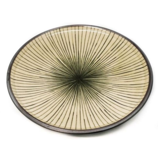 Plato Redondo 22,5cm Porcelana "Verde-Rayas"