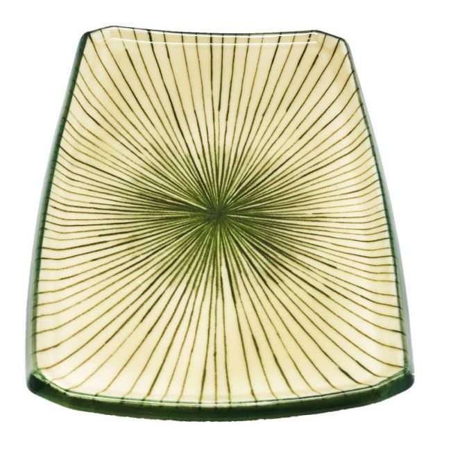 Plato Rectangular 18,5x12,5cm Porcelana "Verde-Rayas"