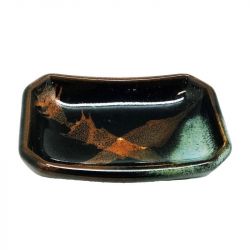 Plato Rectangular para Salsa Hondo 9x6cm Porcelana "Negro-Marrón"