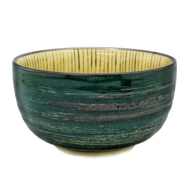 Cuenco 13cm Porcelana "verde-rayas"