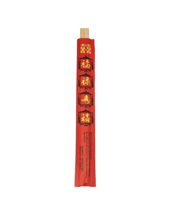 Palillo con Forro Bambú 23cm "Rojo". 100 pares