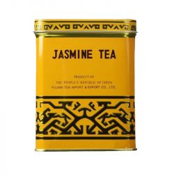 Envase de aluminio amarillo con té de jazmín. 227 g