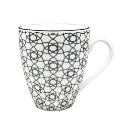 Taza de té con asa 8,7x9,8cm. Modelo:  "Estrellas negro"