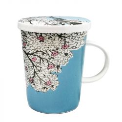 Taza con filtro y tapa. Modelo "Azul-sakura"