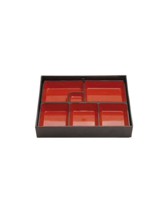 Bento box, rectangular. 20x26cm. "Negro y rojo".