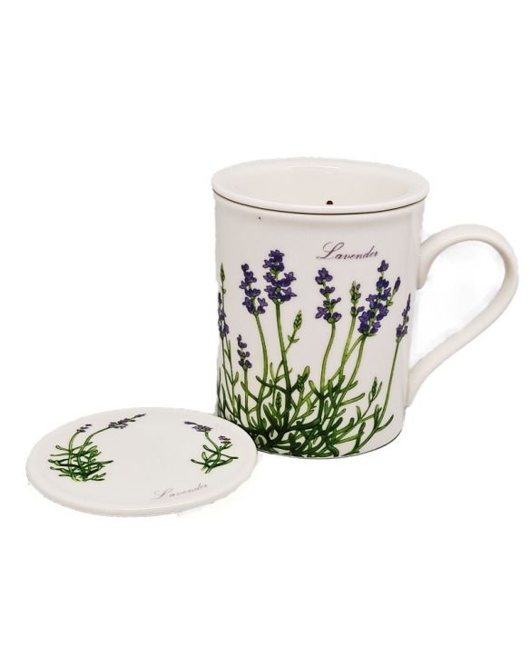 Taza de té con tapa y filtro  8x9,5cm  "Lavender"
