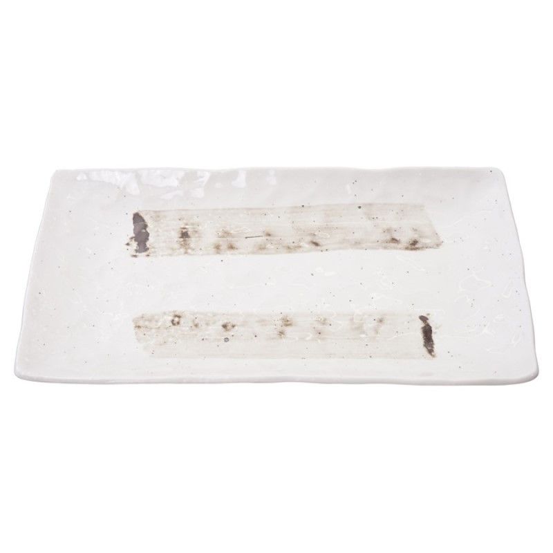 Plato Rectangular 31x17cm Procelana Blanco-Beige Plato Rectangular 31x17cm Procelana Blanco-Beige