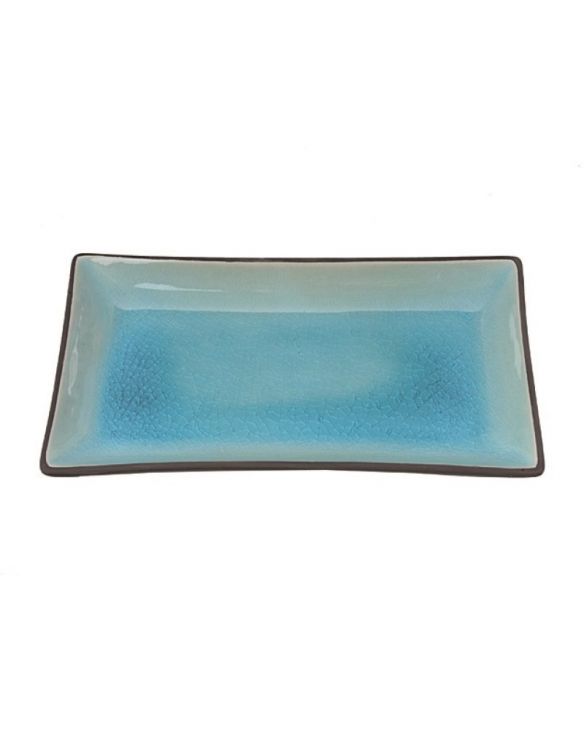 Plato rectangular 21x12 cm. Modelo: "Glassy azul".