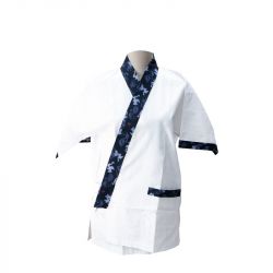 Yukata "Blanca-Cuello Azul"