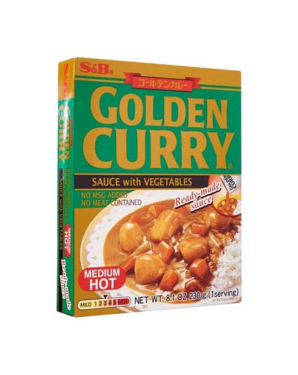 Salsa de curry medio picante con verduras (S&B). 230G