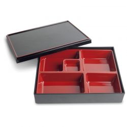 Bento Box Rectangular 27,5cm x 21,5cm. Modelo: "Negro-rojo"