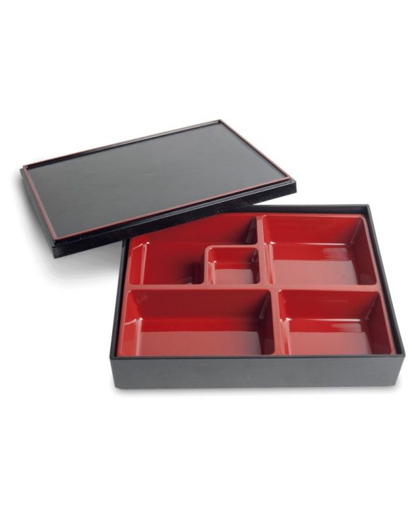 Bento Box Rectangular 27,5cm x 21,5cm. Modelo: "Negro-rojo"