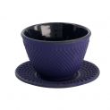 Taza de té con plato. Hierro. Modelo:"puntos-azul""