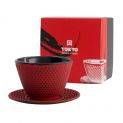 Taza de te de hierro con plato 120ml "puntos-rojo.