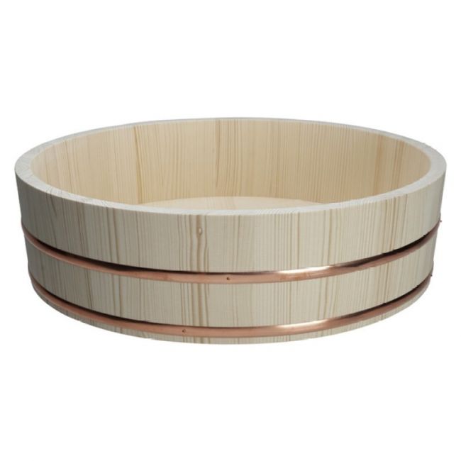 Hangiri de pino para sushi 52x14cm -Aro de Cobre-