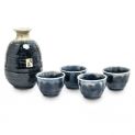 Set Sake Porcelana "Azul-Beige" 5 piezas
