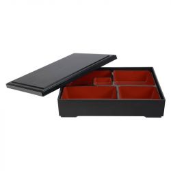 BENTO box rectangular 27 cm x 20cm. Modelo: "Negro-rojo"