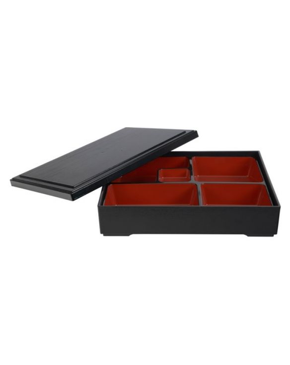 BENTO box rectangular 27 cm x 20cm. Modelo: "Negro-rojo"
