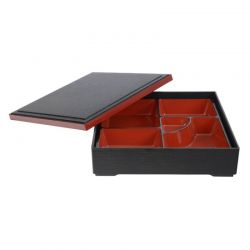 Bento box cuadrado. Color negro/rojo. 25x25cm