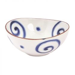 Cuenco Ovalado 16X6cm Porcelana "Blanco-Azul"