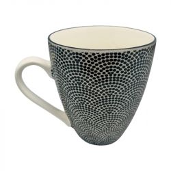 Taza de té con asa 8,7x9,8cm. Modelo: "Puntos negro".