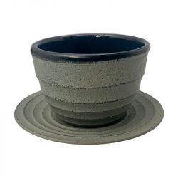Taza de té de hierro con plato 120ml "ondas-verde".
