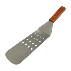 Espátula alargada con agujeros  "Teppan yaki" 36cm. Acero Inox.