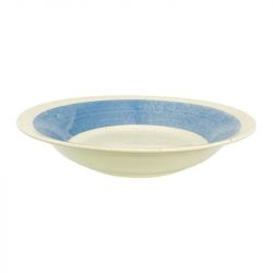 Plato Redondo Hondo 21cm Porcelana "Blanco-Azul"