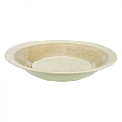 Plato Redondo Hondo 21cm Porcelana "Blanco-Marrón"