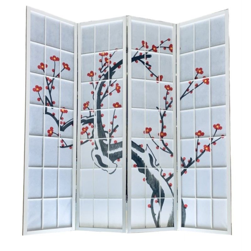 Biombo 4 Paneles "Blanco Sakura" 175x176cm Biombo 4 Paneles "Blanco Sakura" 175x176cm