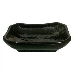 Plato Rectangular Hondo para Salsa  9x6cm Porcelana "Negro-Gris"