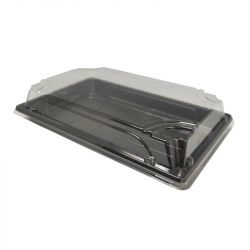 Envase Rectangular con Tapa 21x13cm (1.5) Negro 50un