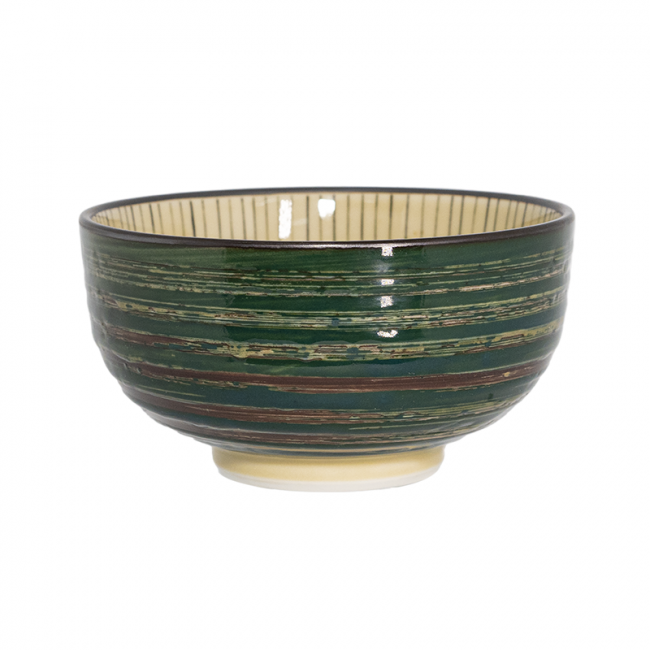 Cuenco 14cm Porcelana "Verde Rayas"