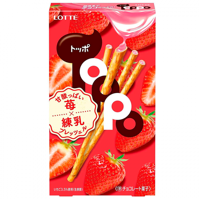 Galleta pretzel de fresa y chocolate TOPPO ( LOTTE ) 72g