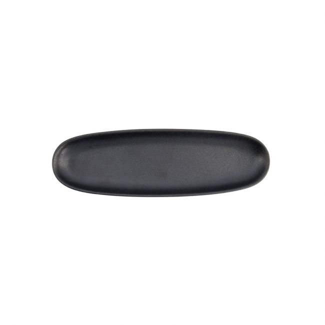 Plato oval porcelana "Yuzu negro" (30x9,5cm) top view