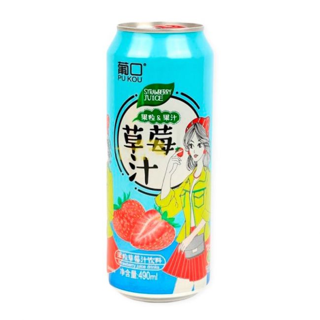 Bebida Refrescante de Fresa (PU KOU) 490ml