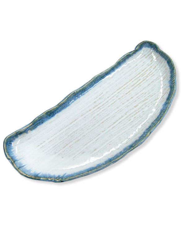 Plato Porcelana "Blanco-Azul" Ovalado