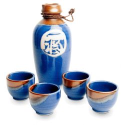 Set Sake Porcelana "Azul-Marron" 5 piezas 500ml