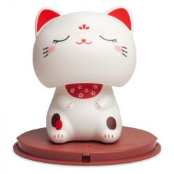 Figura solar: Gato de la suerte blanco "ojos cerrados" 10cm