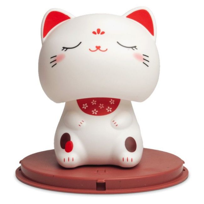 Figura solar: Gato de la suerte blanco "ojos cerrados" 10cm